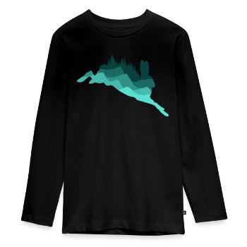 Hase Waldgeist - Natur Harmonie - Teenager Premium Bio Langarmshirt - Schwarz - Vorne - AI Model Kid Female (0cm)