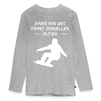 Fast Boarder - Gift - Teenager Premium Organic Long Sleeve Shirt - heather grey - Front