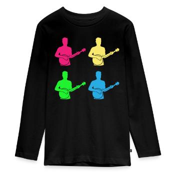 Buntes Banjo - Geschenk für Musikfans - Teenager Premium Bio Langarmshirt - Schwarz - Vorne - AI Model Kid Female (0cm)