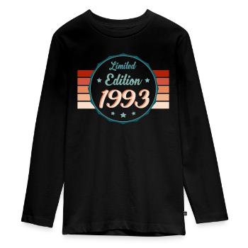 1993 Limited Retro – Unforgettable Gift - Teenager Premium Organic Long Sleeve Shirt - black - Front - AI Model Kid Female (0cm)
