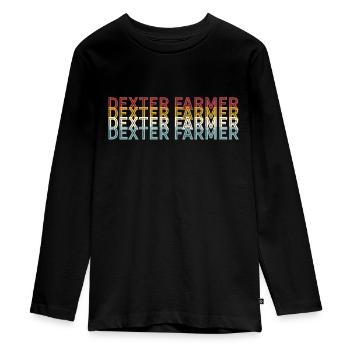 Rinder Züchter - Vintage Kuh Dexter Farmer - Teenager Premium Bio Langarmshirt - Schwarz - Vorne - AI Model Kid Female (0cm)