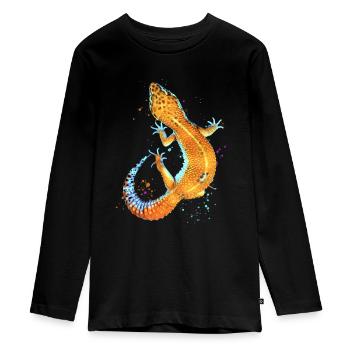 Leopard Gecko Reptile Keeper Aquarell Gecko Fan - Teenager Premium Bio Langarmshirt - Schwarz - Vorne - AI Model Kid Female (0cm)