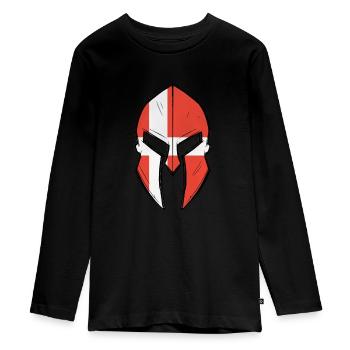 Drapeau danois dans le casque du guerrier spartiate - T-shirt manches longues Premium Ado - noir - Devant - AI Model Kid Female (0cm)