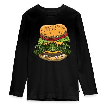 Drôle de Red Eared Slider Propriétaire Burger - T-shirt manches longues Premium Ado - noir - Devant - AI Model Kid Female (0cm)