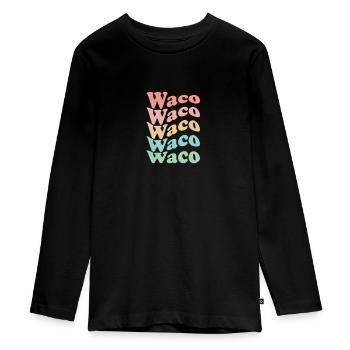 Vintage 70s Hippie USA City - Rétro Waco - T-shirt manches longues Premium Ado - noir - Devant - AI Model Kid Female (0cm)