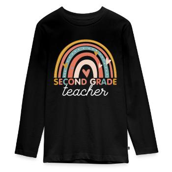 Enseignant - Année 2ème Deuxième Année - T-shirt manches longues Premium Ado - noir - Devant - AI Model Kid Female (0cm)
