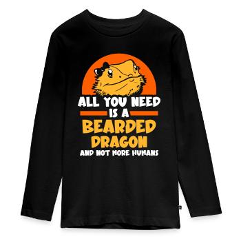 All you need is a Bearded Dragons - Teenager Premium Bio Langarmshirt - Schwarz - Vorne - AI Model Kid Female (0cm)