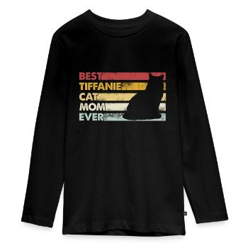 Beste Mutter Aller Zeiten - Tiffanie Katze - Teenager Premium Bio Langarmshirt - Schwarz - Vorne - AI Model Kid Female (0cm)