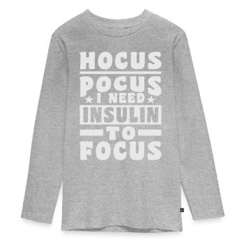 Hocus Pokus I Need Insulin To Focus - Diabetes - Teenager Premium Bio Langarmshirt - Grau meliert - Vorne
