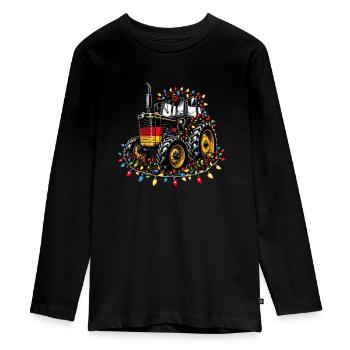 German tractor with fairy lights for village life - Teenager Premium Organic Long Sleeve Shirt - black - Front - AI Model Kid Female (0cm)
