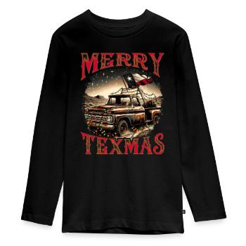 Merry Texmas – Pick-up-truck - Teenager Premium Bio Langarmshirt - Schwarz - Vorne - AI Model Kid Female (0cm)