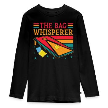 Der Bag Flüsterer - Retro Cornhole Oberteil - Teenager Premium Bio Langarmshirt - Schwarz - Vorne - AI Model Kid Female (0cm)