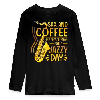 Saxophonist Musician Teacher Clothing For - Teenager Premium Organic Long Sleeve Shirt - black - Front - AI Model Kid Female (0cm)