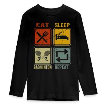 Clothing for athletes, sports lovers and - Teenager Premium Organic Long Sleeve Shirt - black - Front - AI Model Kid Female (0cm)