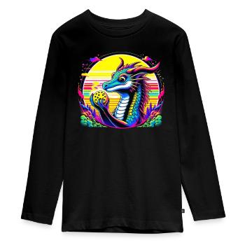 Pickleball-Enthusiast, Drachenliebhaber, Paddelspo - Teenager Premium Bio Langarmshirt - Schwarz - Vorne - AI Model Kid Female (0cm)
