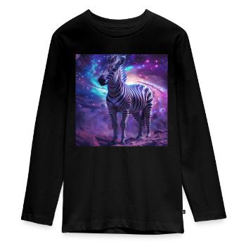 Zebra - Teenager Premium Bio Langarmshirt - Schwarz - Vorne - AI Model Kid Female (0cm)