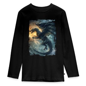 Drachen - Teenager Premium Bio Langarmshirt - Schwarz - Vorne - AI Model Kid Female (0cm)