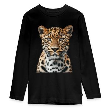 Leopard - Teenager Premium Bio Langarmshirt - Schwarz - Vorne - AI Model Kid Female (0cm)