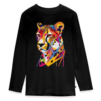 Gepard - Teenager Premium Bio Langarmshirt - Schwarz - Vorne - AI Model Kid Female (0cm)