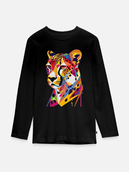 Gepard - Teenager Premium Bio Langarmshirt - Schwarz