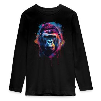 Gorilla - Teenager Premium Organic Long Sleeve Shirt - black - Front - AI Model Kid Female (0cm)