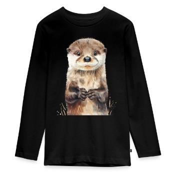 Otter - Teenager Premium Bio Langarmshirt - Schwarz - Vorne - AI Model Kid Female (0cm)