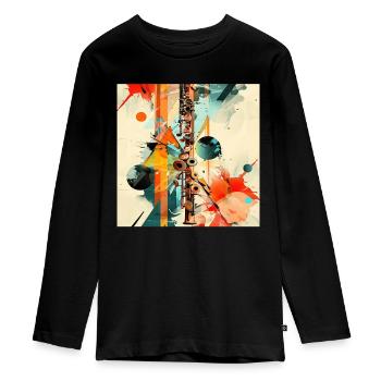 Querflöte - Teenager Premium Bio Langarmshirt - Schwarz - Vorne - AI Model Kid Female (0cm)