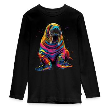 Walross - Teenager Premium Bio Langarmshirt - Schwarz - Vorne - AI Model Kid Female (0cm)