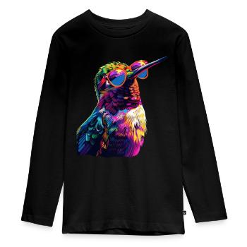 Kolibri - Teenager Premium Bio Langarmshirt - Schwarz - Vorne - AI Model Kid Female (0cm)
