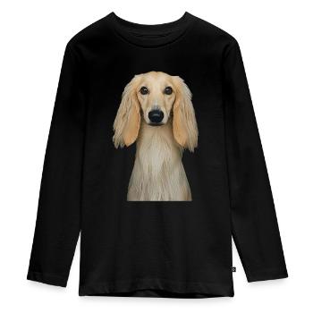 Afghanischer Windhund - Teenager Premium Bio Langarmshirt - Schwarz - Vorne - AI Model Kid Female (0cm)