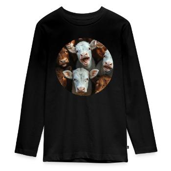 Kuh - Teenager Premium Bio Langarmshirt - Schwarz - Vorne - AI Model Kid Female (0cm)