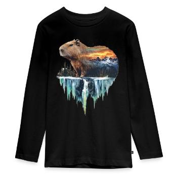 Wasserschwein - Teenager Premium Bio Langarmshirt - Schwarz - Vorne - AI Model Kid Female (0cm)