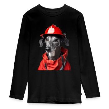 Windhund - Teenager Premium Bio Langarmshirt - Schwarz - Vorne - AI Model Kid Female (0cm)
