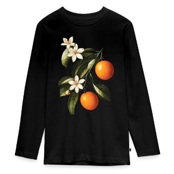 Orange - Teenager Premium Bio Langarmshirt - Schwarz - Vorne - AI Model Kid Female (0cm)