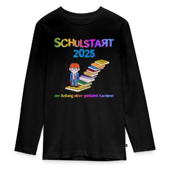 Début de l’école en 2025 - T-shirt manches longues Premium Ado - noir - Devant - AI Model Kid Female (0cm)