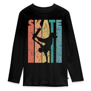 Skate - Teenager Premium Bio Langarmshirt - Schwarz - Vorne - AI Model Kid Female (0cm)