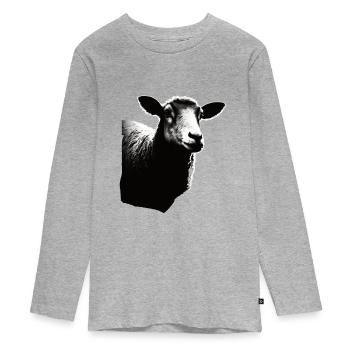 Schaf Schablone Art.-nr - Teenager Premium Bio Langarmshirt - Grau meliert - Vorne