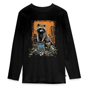 Œuvre d’art mignonne de raton laveur - Trash Panda - T-shirt manches longues Premium Ado - noir - Devant - AI Model Kid Female (0cm)
