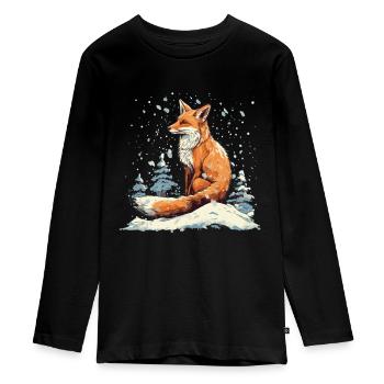 Renard au pays des merveilles de l’hiver - T-shirt manches longues Premium Ado - noir - Devant - AI Model Kid Female (0cm)