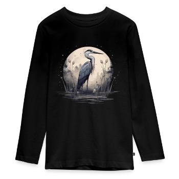 Héron cendré majestueux - T-shirt manches longues Premium Ado - noir - Devant - AI Model Kid Female (0cm)