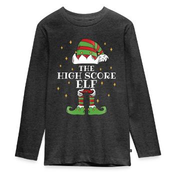 Le jeu vidéo Elf High Score - T-shirt manches longues Premium Ado - anthracite chiné - Devant - AI Model Kid Female (0cm)