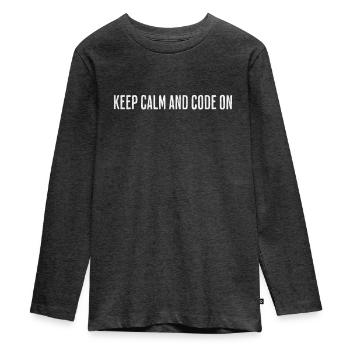 Code In Calmness – Mindful Programmer Design - Teenager Premium Organic Long Sleeve Shirt - heather anthracite - Front - AI Model Kid Female (0cm)