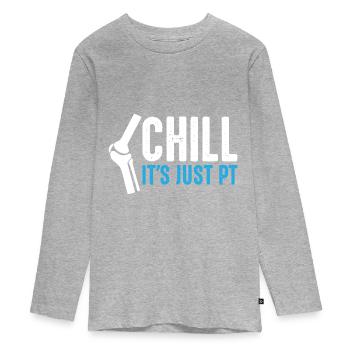 Entspannen Sie Sich, Es Ist Pt-zeit – Casual - Teenager Premium Bio Langarmshirt - Grau meliert - Vorne
