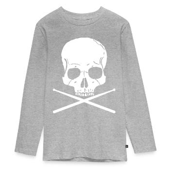 DRUMS SHIRT - Teenager Premium Bio Langarmshirt - Grau meliert - Vorne