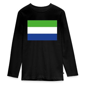 Official Sierra Leone Flag Sierra Leonian Country - Teenager Premium Organic Long Sleeve Shirt - black - Front - AI Model Kid Female (0cm)