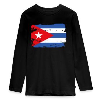 Drapeau officiel de Cuba Cuban Country Pride Vintage - T-shirt manches longues Premium Ado - noir - Devant - AI Model Kid Female (0cm)