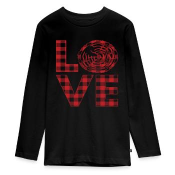 Love Woods Zitate - Teenager Premium Bio Langarmshirt - Schwarz - Vorne - AI Model Kid Female (0cm)