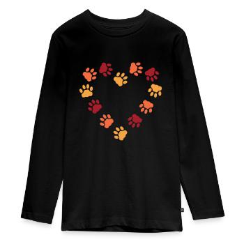 Grand cœur de pattes de chat - T-shirt manches longues Premium Ado - noir - Devant - AI Model Kid Female (0cm)