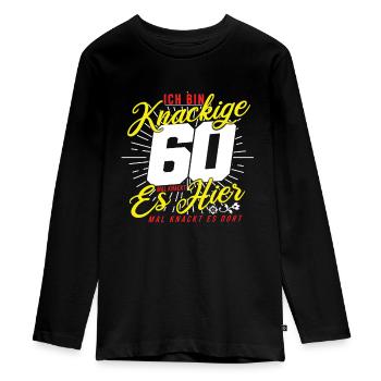 60th birthday - Teenager Premium Organic Long Sleeve Shirt - black - Front - AI Model Kid Female (0cm)