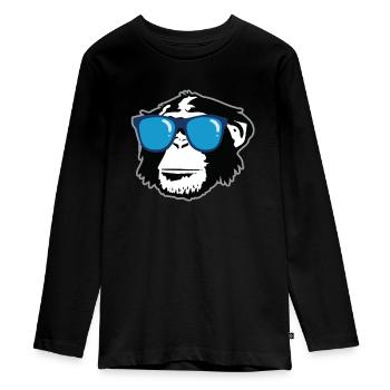 Monkey - Teenager Premium Organic Long Sleeve Shirt - black - Front - AI Model Kid Female (0cm)